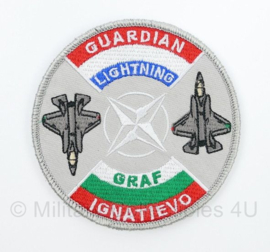 KLU Koninklijke Luchtmacht NATO Guardian Lightning GRAF Ignatievo embleem met klittenband - diameter 9 cm