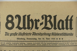 WO2 Duitse krant 8 Uhr Blatt 18 juni 1942 - 47 x 32 cm - origineel