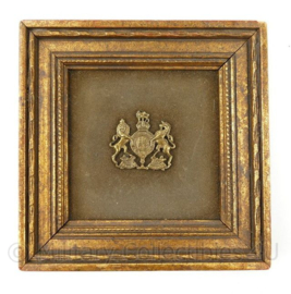 WO2 Lijstje met Brits wapen - 14 x 14 x 2 cm - origineel
