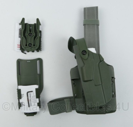 Safariland 7304-835 Glock 17, 22 GEN 1-5 BBL 4.5'' LEFT Hand holster met ML ACC Fork en Drop Holster SET - GROEN - nieuw in verpakking - origineel