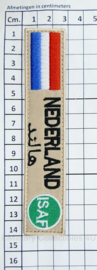 Naamlint Nederland ISAF - met klittenband - khaki - 14 x 3 cm - nieuw gemaakt