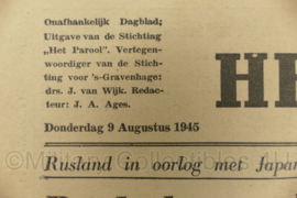 Krant Het Parool 9 augustus 1945 - 43,5 x 28 cm - origineel
