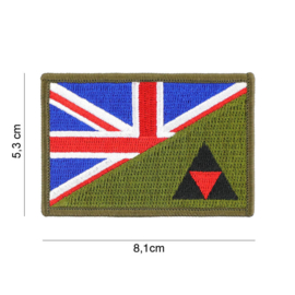 Embleem stof British ww2 3rd Infantry Division on Green with British flag - 8,1 x 5,3 cm.
