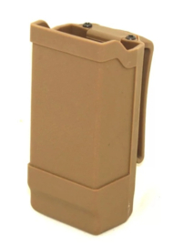 CQC Double Stack Single Magazine Holster met veer Mag Holder Pouch voor o.a. Glock 17 9mm - coyote