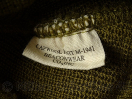 US jeepcap (met klep) beenie mustard brown - 100 % wol - cap wool knit M-1941