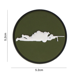 Sniper Groen rond embleem PVC - 5,2 x 5,2 cm