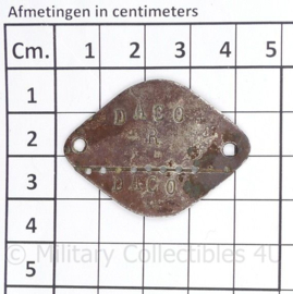 WO1 WO2 Belgische 1e Linieregiment naamplaatje - 4,5 x 3 cm - origineel