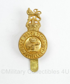 Britse WO2 cap badge Royal Devon Yeomanry Artillery -Kings Crown - 5 x 2 cm - origineel