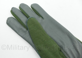 US Army model piloten vliegerhandschoenen Nomex Leder groen/grijs - maat Small of Extra Large - nieuw gemaakt