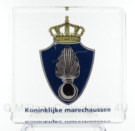 Glazen bureau decoratie - Koninklijke Marechaussee - 6,5 x 6,5 cm - origineel