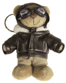 Teddybeer piloot sleutelhanger - 11 cm. lang