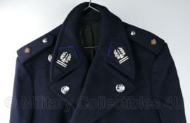 Belgische Politie Hoofdcommissaris lange mantel donkerblauw - maat XL (lengte 185 cm) - gedragen - origineel