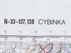 Poolse Stafkaart Cybinka N-33-137,138 - 1 : 100.000 - 64 x 84 cm - origineel
