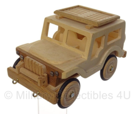 Jeep houten voertuig handgemaakt - 20 x 11 x 11 cm - origineel