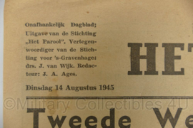 Krant Het Parool 14 augustus 1945 - 43,5 x 28 cm - origineel
