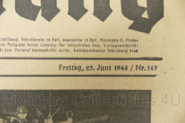 WO2 Duitse krant Tageszeitung nr. 145 23 juni 1944 - 47 x 32 cm - origineel