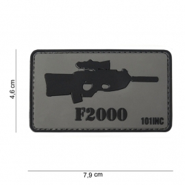 Embleem 3D PVC PVC - met klittenband -  F2000 Gun patch - 7,9 x 4,6  cm