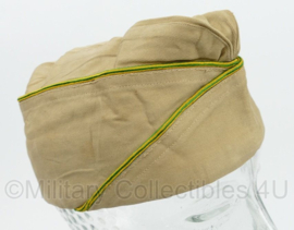 WO2 US Overseas cap Military Police - khaki met groen gele bies - size 6,5 = maat 52 cm - origineel