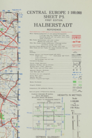 WW2 British War Office map 1944 Central Europe Halberstadt - 88 x 63,5 cm - origineel