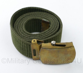 KMARNS Korps Mariniers Kazerne tenue webbing broekriem met messing slot - 103 cm lang - gebruikt - origineel