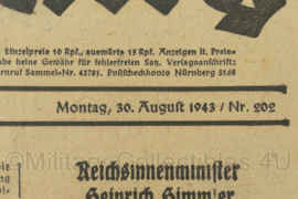 WO2 Duitse krant Tageszeitung nr. 202 30 augustus 1943 - 47 x 32 cm - origineel