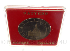 Poolse zilveren munt in verzamelbox Wratislavia 1987 1000zl - 5,5 x 5,5 cm - origineel