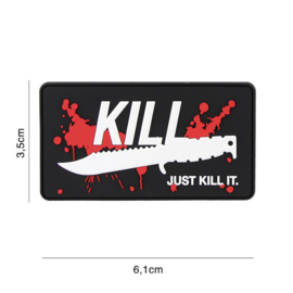 Embleem 3D PVC met klittenband - Just Kill It - met klittenband - 6,1 x 3,5 cm.