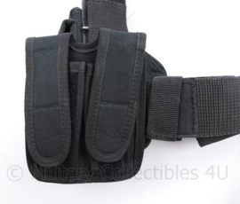 Defensie dropleg beenholster met dubbele magazijntassen - black - 14 x 3,5 x 23 cm - gebruikt - origineel