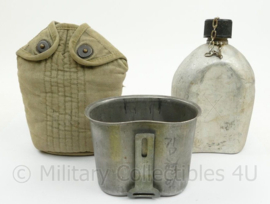 WO2 US veldfles set RVS beker en aluminium fles 1943 - origineel