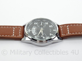 Pilot watch - horloge met bruine band