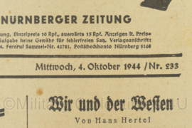 WO2 Duitse krant Frankische Tageszeitung nr. 233 4 oktober 1944 - 47 x 32 cm - origineel