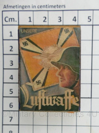 WO2 Duits luciferdoosje van echt hout - Luftwaffe Vaandel - 6 x 4 cm