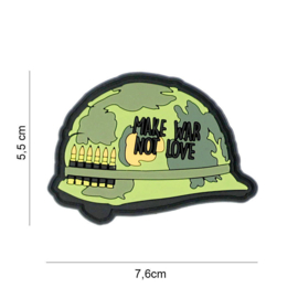Embleem 3D PVC met klittenband - Make War Not Love - met klittenband - 7,6 x 5,5cm.