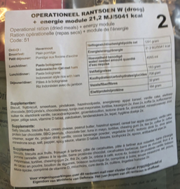 1  Maaltijd zak 24 Hour - Operationeel Rantsoen W (droog) + energie module +/- 5100 kcal - Lichtgewicht! - Best Before Augustus 2027