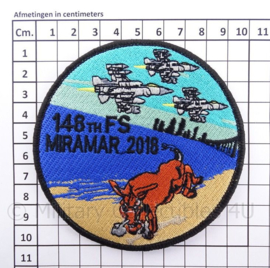 US Miramar 2018 Missie embleem "148th FS Fighter Squadron" - met klittenband - diameter 10 cm