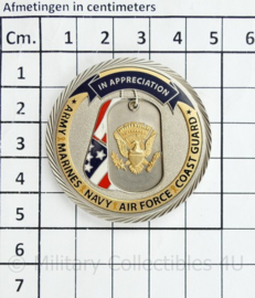 Coin US Lenaj in Appreciation of US Forces  - diameter 4,5 cm - origineel