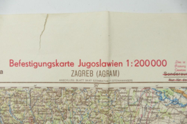 WO2 Duitse stafkaart Yugoslavien Zagreb Agram 1940 - schaal 1:200.000 - 75 x 49 cm - origineel