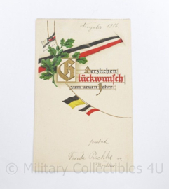 WO1 Duitse Postkarte Herzlichen Gluckwunsch zum neuen Jahr 1916 - 9 x 14,5 cm - origineel
