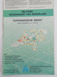 KL Nederlandse leger Topografische wegenkaart Nederland 1:250 000 - 111 x 72 cm - origineel