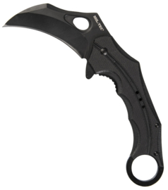 G10 Eenhandig 'Karambit' mes - zwart - 18 cm lang