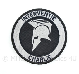 Nederlandse Politie "Interventie Charlie" embleem Black/grey- met klittenband - diameter 9 cm