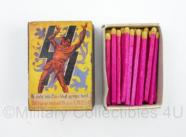 WO2 Duits luciferdoosje van echt hout - Waffen SS Legioen Vlaanderen - 6 x 4 cm