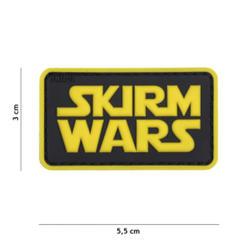 Embleem PVC 3D PVC met klittenband - "SkirmWars" Zwart / Geel - 5,5 x 3 cm.