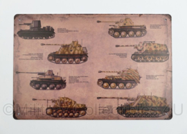 Nieuw gemaakte metalen plaat WO2 Duitse Tanks  - 30 x 20 cm - nieuw