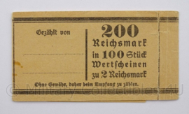 WO2 Duitse Geldband 200 Reichsmark totaal in 100 Stuck Wertscheinen zu 2 Reichsmark - origineel
