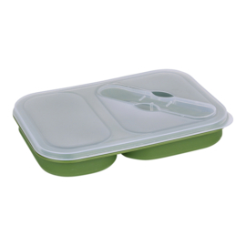 Opvouwbare lunchbox met deksel én spork - inhoud 300/600 ml - GROEN - nieuw gemaakt