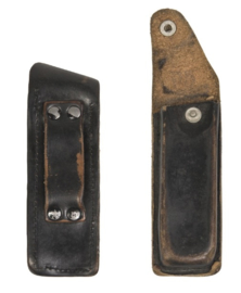 Zakmes tas / Multitool tas / Walther P5 magazijntas zwart leer - 12 x 3 cm. origineel