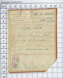 Nederlandse WO2 Tweede distributie Stamkaart  - 13 x 10 cm - origineel