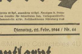 WO2 Duitse krant Frankische Tageszeitung nr. 44 22 februari 1944 - 47 x 32 cm - origineel
