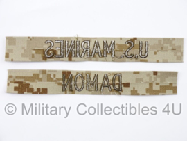 USMC US Marines 'DAMON' branch tape/naamlint SET - marpat desert camo - nieuw gemaakt